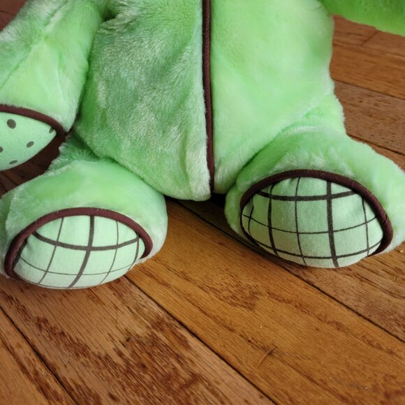 Baby Ganz Bear Plush with Rattle Chocolate Chip Mint Green Brown - Picture 4 of 9